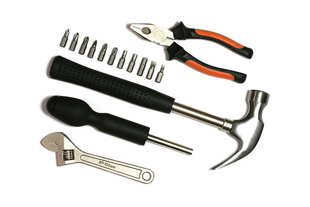 set de - adjustable wrench wrench orange hand tool photos et images de collection