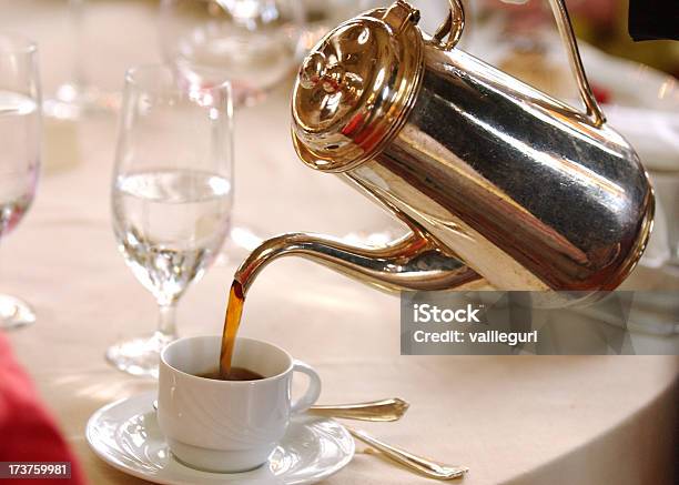 Coffee Pot Pouring Stock Photo - Download Image Now - Coffee - Drink, Coffee Cup, Coffee Pot