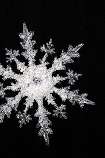 Snowflake decoration on a black background.