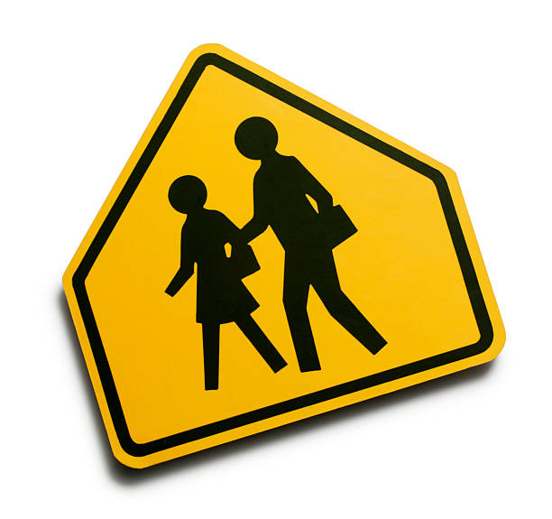 kinder - education sign school crossing sign crossing stock-fotos und bilder