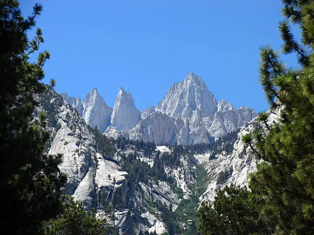 "The peak of the Mount Whitney, 4418 meters (14, 494 ft) in the Sierra Nevada of east-central California. It is the highest elevation in the continental United States. The peak is named for U.S. geologist Josiah D. Whitney."