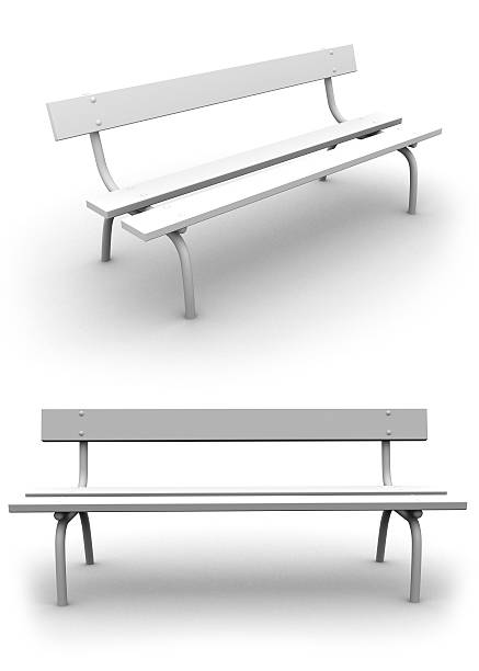 Take a rest - Park Bench High resolution rendering of white pew on white background bench stock pictures, royalty-free photos & images