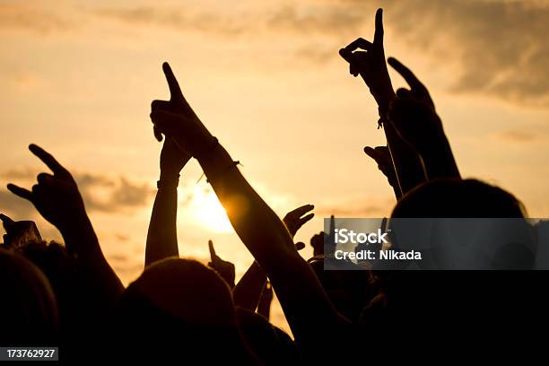 Hands Up Stock Photo - Download Image Now - Crowd of People, Music Festival, Adolescence