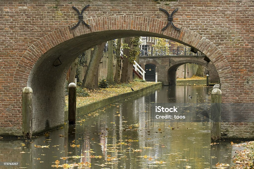 Holenderski kanał w jesiennym - Zbiór zdjęć royalty-free (Architektura)