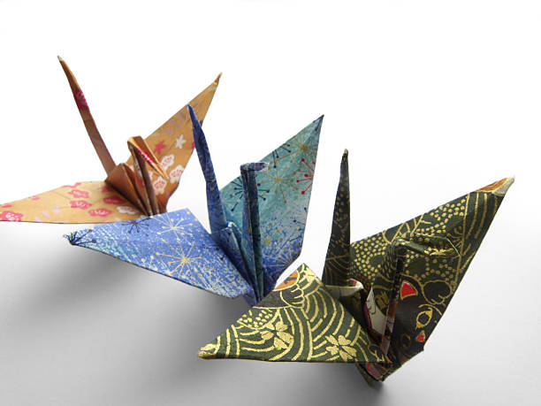 Origami cranes made of paper