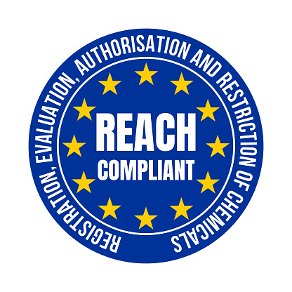 REACH compliant registration evaluation authorisation and restriction of chemicals symbol icon