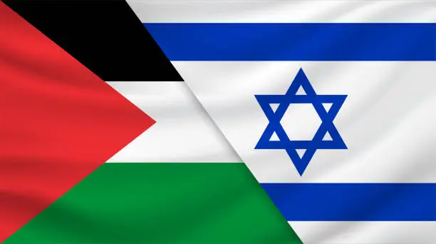 Vector illustration of Palestine and Israel flag. Vector