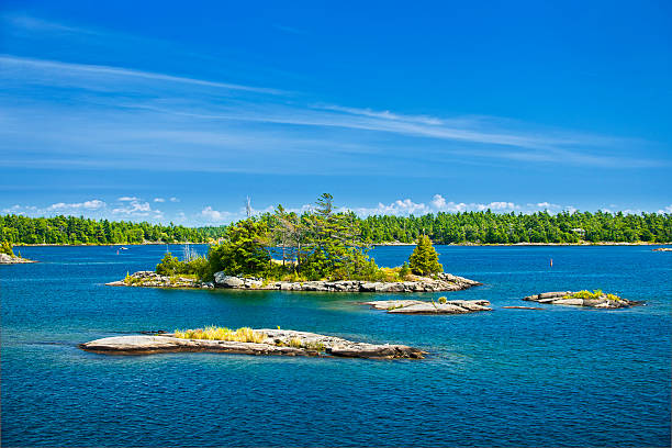 Small rocky islands in Georgian Bay near Parry Sound, Ontario Canada