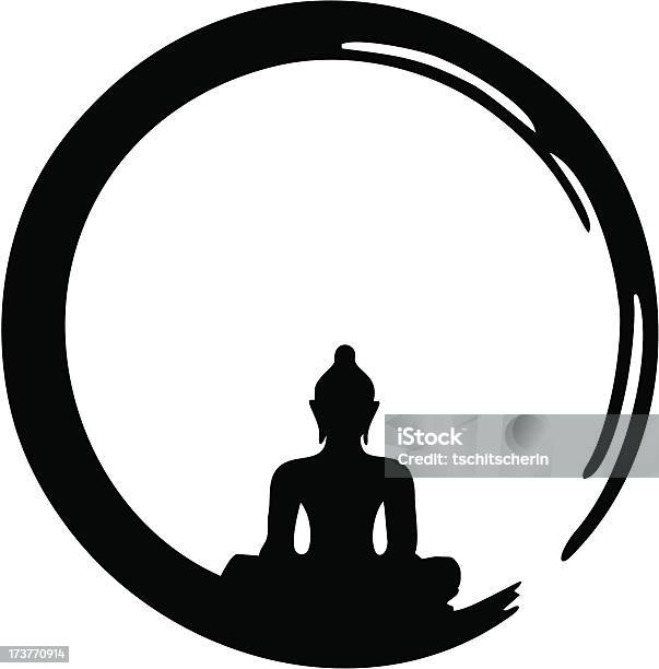 Enso Círculo De Zen Meditação Buda - Arte vetorial de stock e mais imagens de Buda - Buda, Ioga, Silhueta