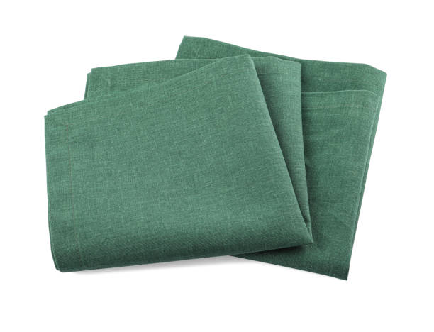 istock Green cloth kitchen napkins isolated on white 1737714242