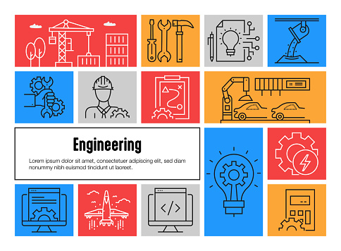 Engineering Related Vector Banner Design Concept. Global Multi-Sphere Ready-to-Use Template. Web Banner, Website Header, Magazine, Mobile Application etc. Modern Design.
