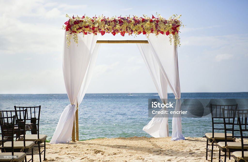 Beautiful wedding arch on the beach Wedding Arch Stock Photo