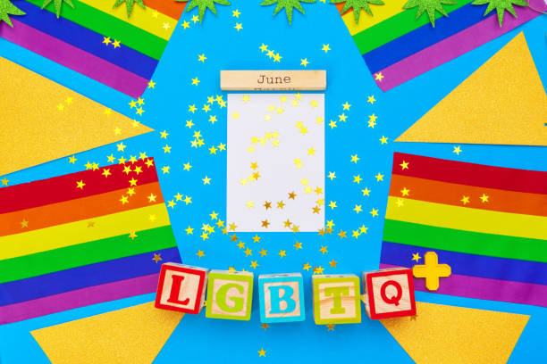 istock Gay pride flag on wooden table 1737731511