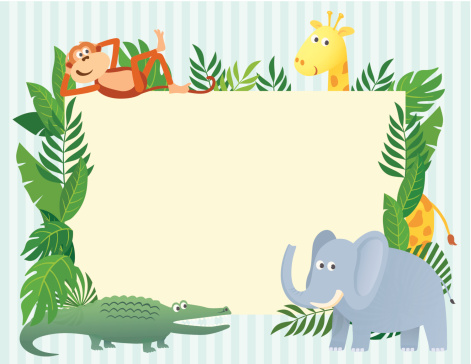Animals Themed Blank Invitation Card Stock Illustration - Download Image  Now - Pastel Colored, Safari Animals, Alligator - iStock