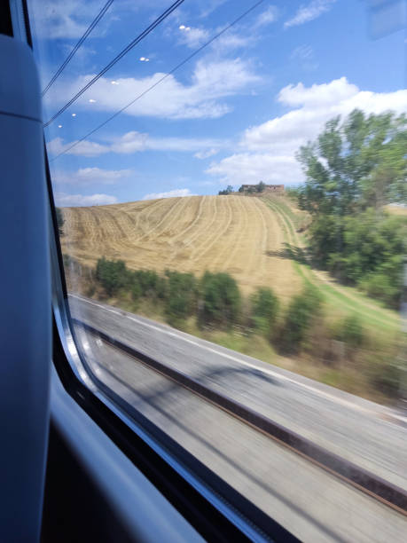 istock Relaxing italian country landscape from fast speed train windows 1737734868