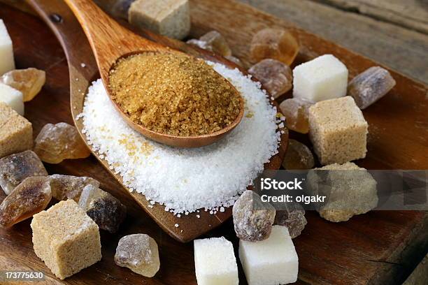 Various Kinds Of Sugar Brown White And Refined Stock Photo - Download Image Now - Sugar - Food, Variation, Brown