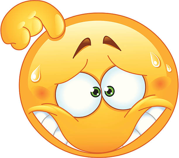 ilustraciones, imágenes clip art, dibujos animados e iconos de stock de vergüenza emoticono - azoramiento