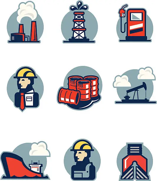 Vector illustration of OIL INDUSTRY ICONS