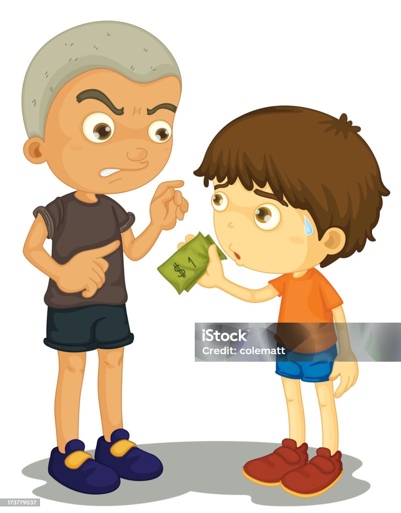 Bullying bully taking money Aggression stock vector