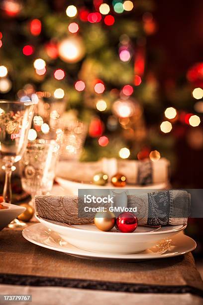 Coloque A Configuração De Natal - Fotografias de stock e mais imagens de Natal - Natal, Jantar - Refeições, Pôr a Mesa