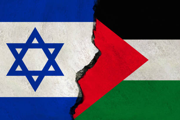 istock Israel and Palestine flag together. Israel and Palestine conflict. 1737807765