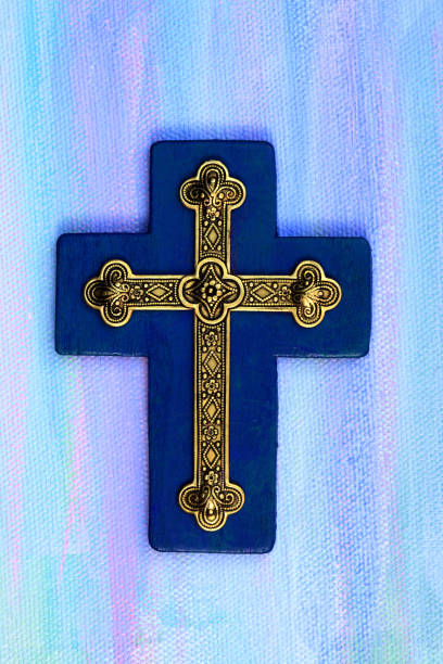 istock Religion: Gold and Blue Cross 173782324