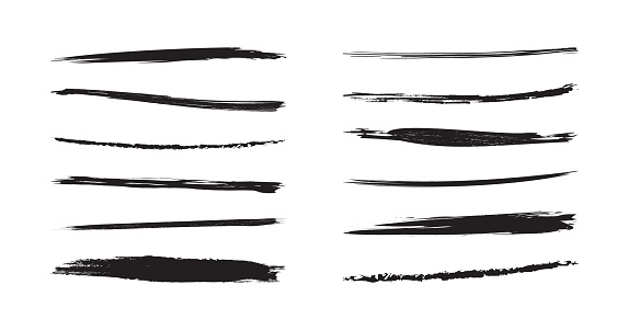 Pencil brush, charcoal scribble line, chalk stroke mark, crayon mark, pen marker, sketch graffiti, paint doodle vector set, black grunge effect isolated on white background. Drawing ink illustration