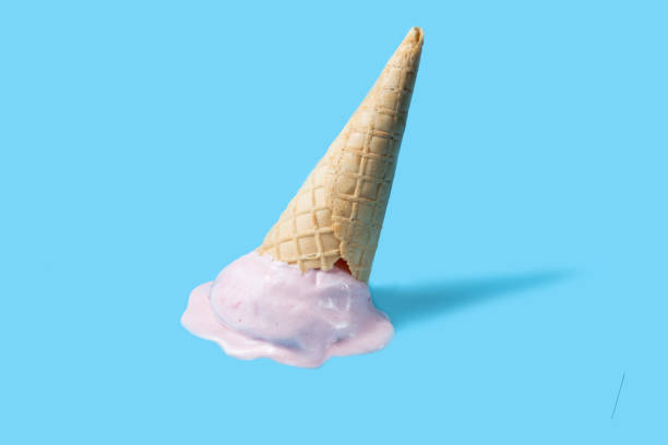 istock Melted ice cream in a waffle cone upside down 1737845338