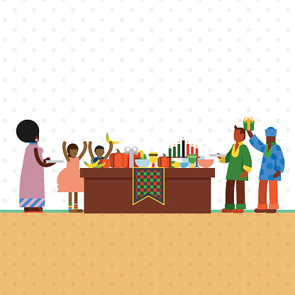 istock Kwanzaa Celebration - Happy Family Kwanzaa Festival - Flat Design Vector Art stock illustration 1737858598