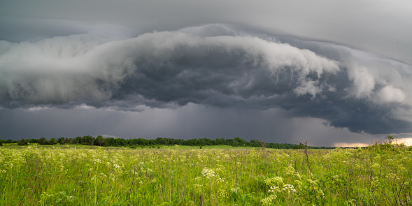 This is an amazing squall line, also known as a shelf cloud, photographed at the Presson-Oglesby Prairie in Western Arkansas in mid-May.