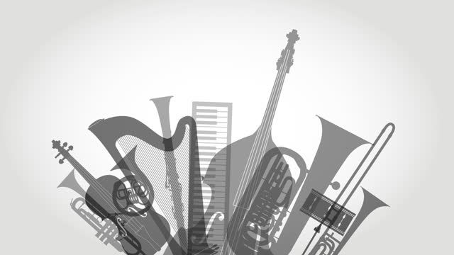 Classical Musical Instruments Animation - Black and White