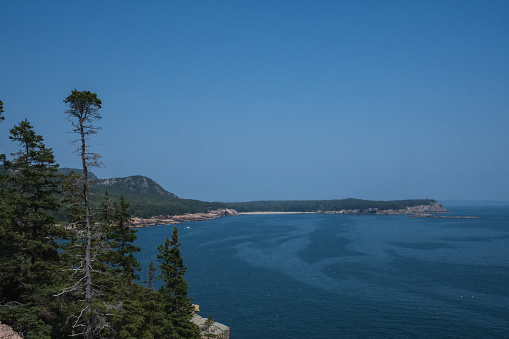 View from Otter Cliffs of Maine Coast in Acadia National Park.