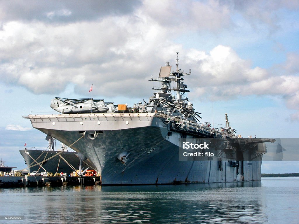 Aircraft Carrier "Aircraft carrier docked at Pearl Harbor, Hawaii." Aircraft Carrier Stock Photo