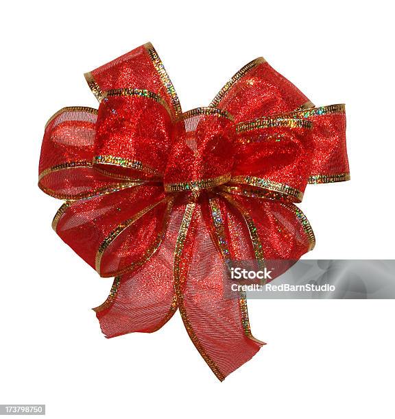 Foto de Laço Vermelho De Natal e mais fotos de stock de Decoração - Decoração, Decoração de Natal, Dourado - Descrição de Cor