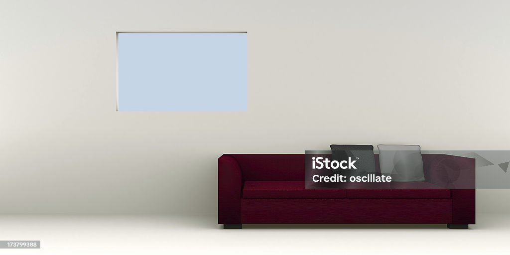 Modern Couch Rendering of a modern couch interior.  Space for Copy Domestic Room Stock Photo