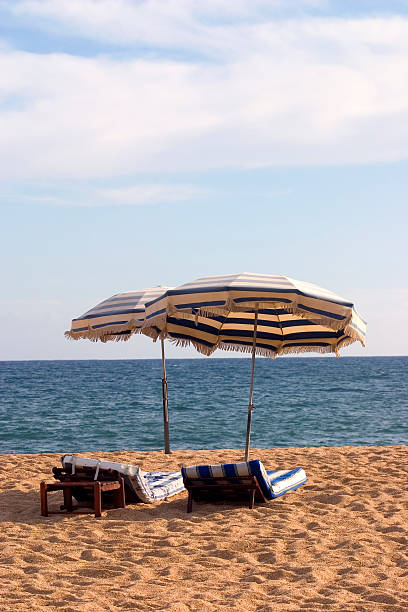 Parasols (portrait) - Corsican beaches serie stock photo