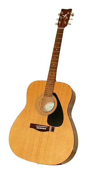 A generic acoustic guitar on white background