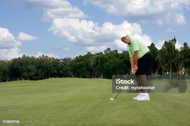 Fröhlich Senior Erwachsene Männliche Golfspieler Auf Dem Fairway Mit Bügeleisen Stockfoto und mehr Bilder von Aktiver Lebensstil