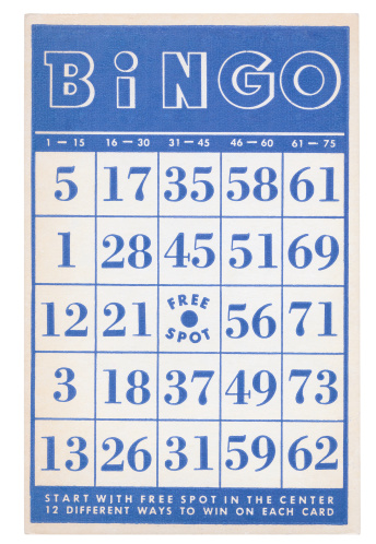 Bingo card on white background