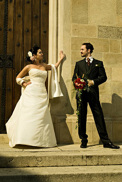 istock Wedding couple in front of doorway. 173802182