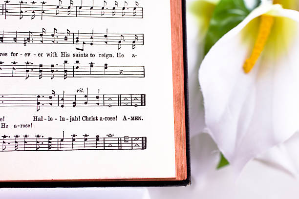 Easter Christian Sheet Music Hallelujah Christ Arose Lilly Hymn Songbook Stock Photo - Download Image Now - iStock easter-christian-sheet-music-hallelujah-christ-arose-lilly-hymn-songbook-stock-photo-download-image-now-istock