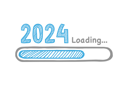 Loading New Year 2024 on White Background