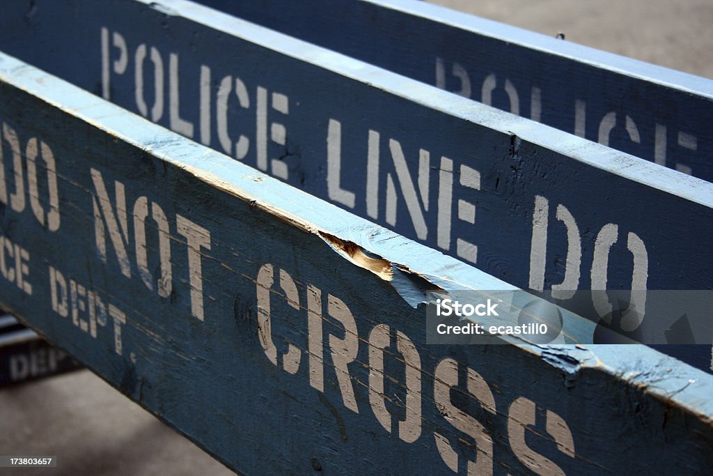 Boundaries Police baracades rest in wait of need. Boundary Stock Photo