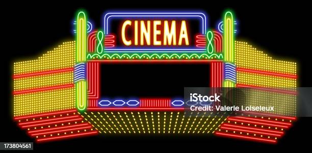 Foto de Placa De Neon De Cinema e mais fotos de stock de Letreiro de Teatro - Letreiro de Teatro, Drive-in, Iluminado