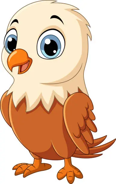 Vector illustration of Cartoon little eagle on white background