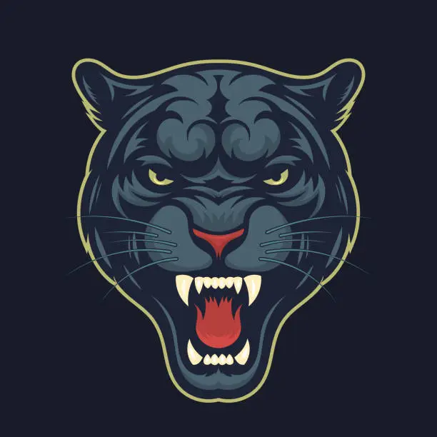 Vector illustration of Panther head. Cartoon mascot logo. Vector illustration