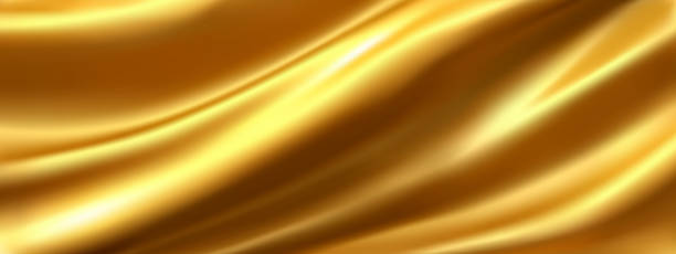 istock Golden silk vector background. Abstract golden textile texture background. Soft golden fabric wave. Folds of satin, silk, and smooth elegant cotton 1738090354