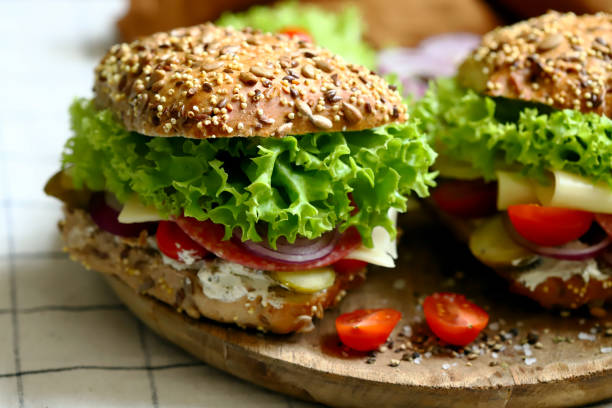 istock Salami sandwiches with pickles and lettuce. 1738090472