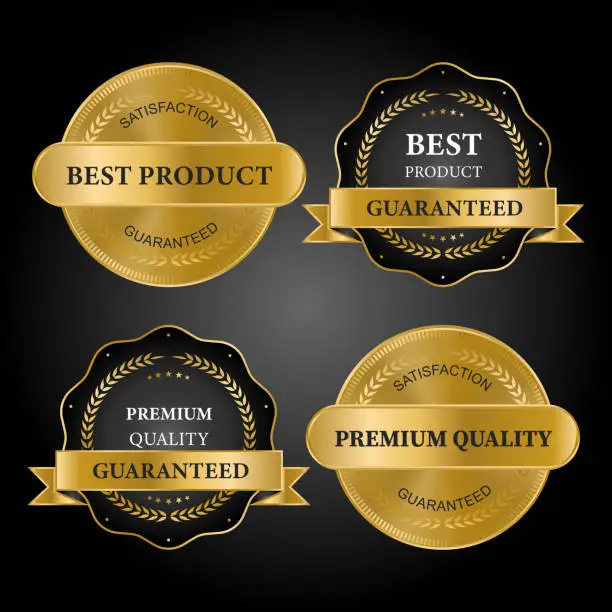 Vector illustration of Golden labels premium quality collection