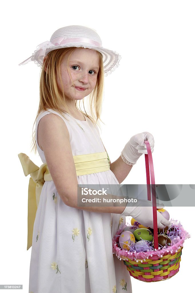 girl with easter basket young girl holding easter basket Child Stock Photo